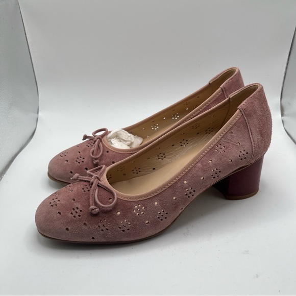 MOT-CLe’ 157a Multicolor Perforated Suede Leather Heels Bow Pumps 37.5 / US 7.5 - Picture 3 of 12